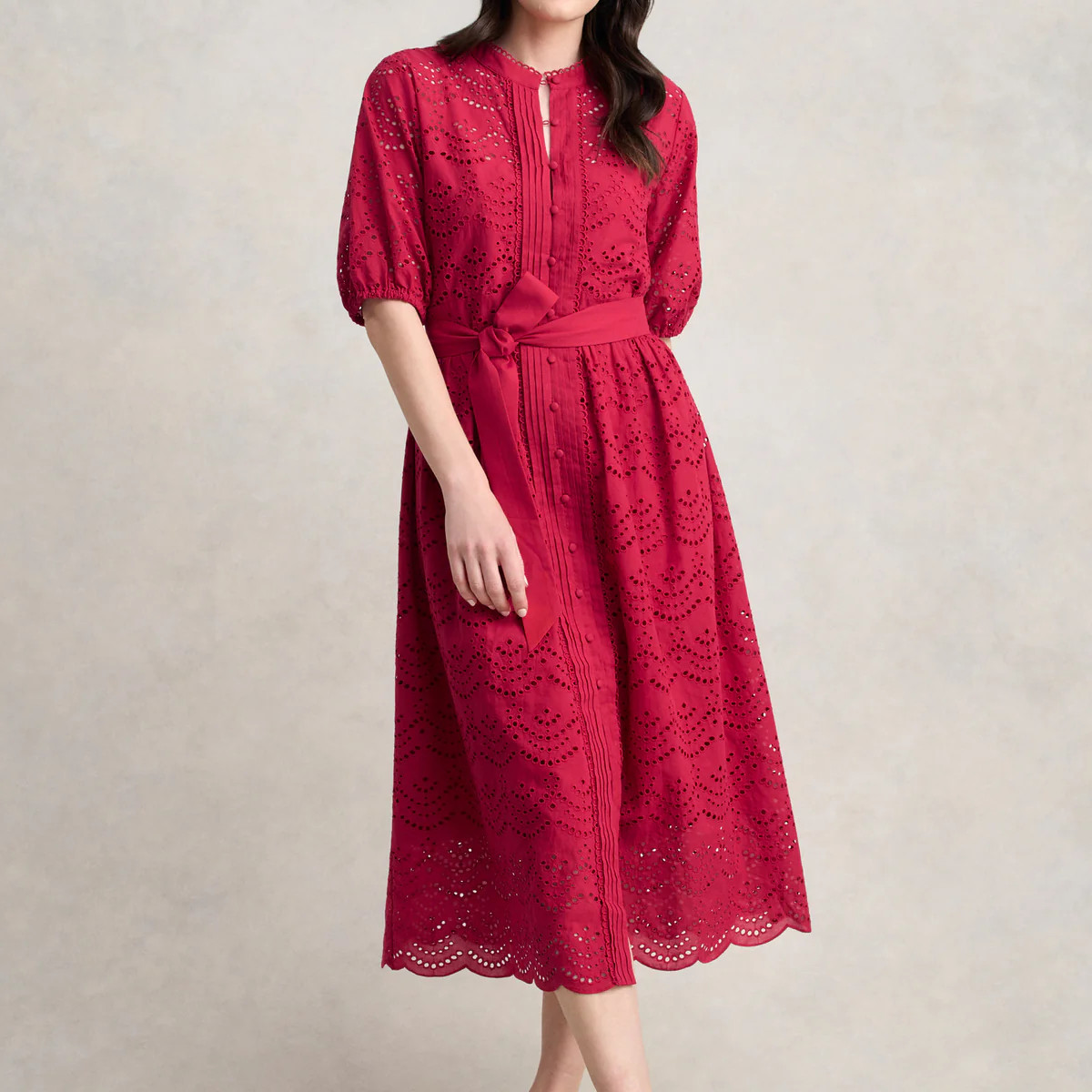 Cotton Broderie Dress - Brick Red | Blue Illusion (AU & US)