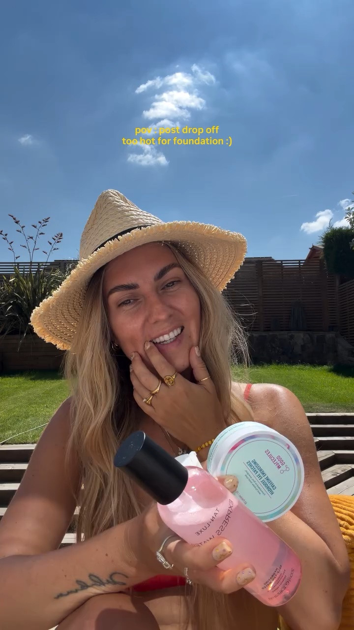 the last hack is giving me lifeee right now 🤪✌🏽🌞
… no makeup coming near this face for the foreseeable 🤭🌵🌞 

comment SHOP 🌸 and i’ll dm my links girlies xxxxx

PRE SCHOOL RUN 🏃‍♀️ 

1. wash face & moisturise 
2. spf ( alwaysssss ) 
3. soap brows ( saved in my tutorials highlight ) 

POST SCHOOL RUN 🏃‍♀️ 

4. under eye caffeinated patches ( 5 mins ) £16 for 30 @goodmolecules via @amazonuk 

5. glow vit c serum £23.50 @amazonuk 

6. once dry … 4-5 sprays of fake tan £34 @tan_luxe using express water via @amazonuk 

then nighttime routine & repeat next day ✌🏽

 

comment SHOP & i’ll send links for what i’m using 🌞 love yall have the best day & happy heatwave ! xxxxxxxxxxx

#mumstyle #makeupless #makeupfreeday #makeuptutorial #mumstyle mumhacks @ltk.europe @ltk.hq @shop.ltk @ltk.creators 

contains pr @petillermanagement 🌸