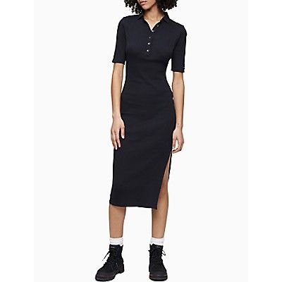 Solid Ballet Sleeve Polo Shirt Midi Dress | Calvin Klein | Calvin Klein (US)