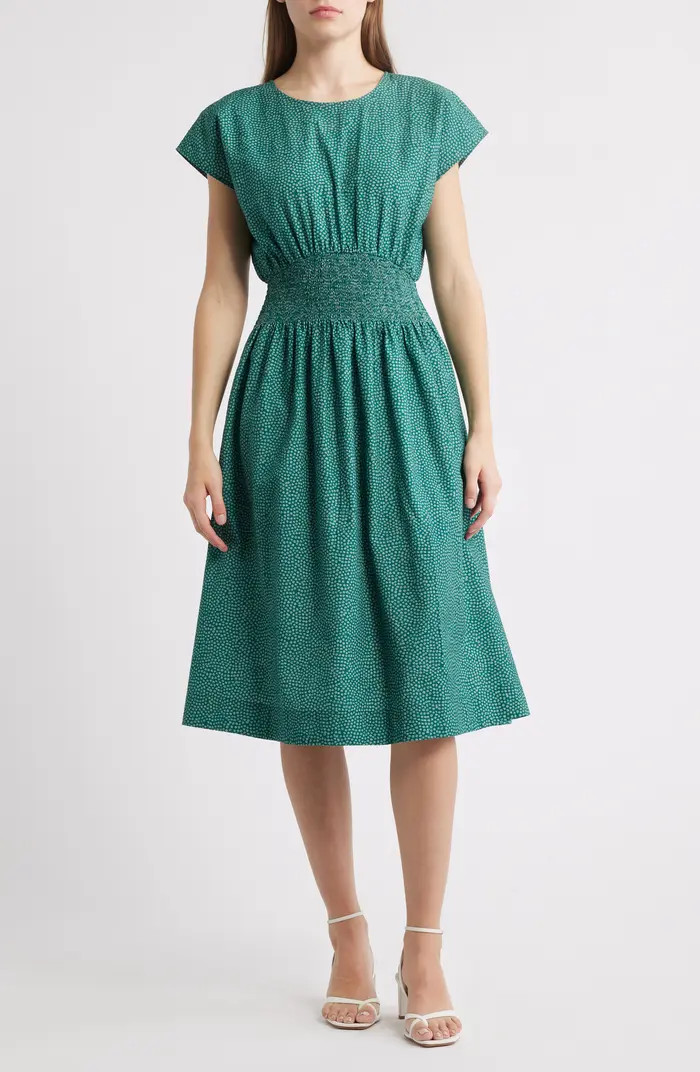 Valencia Print Smocked Waist Midi Dress | Nordstrom