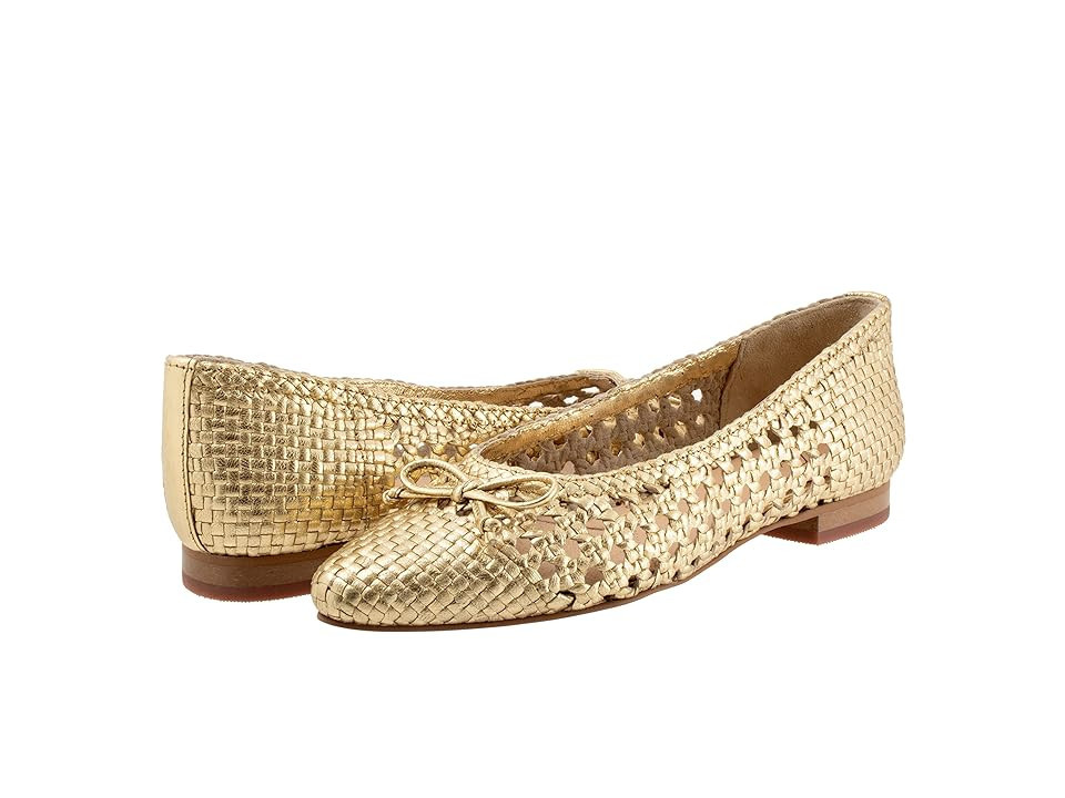 Trotters Edith Women's Flat Shoes Gold Metallic : 11 M (B), Leather | Zappos