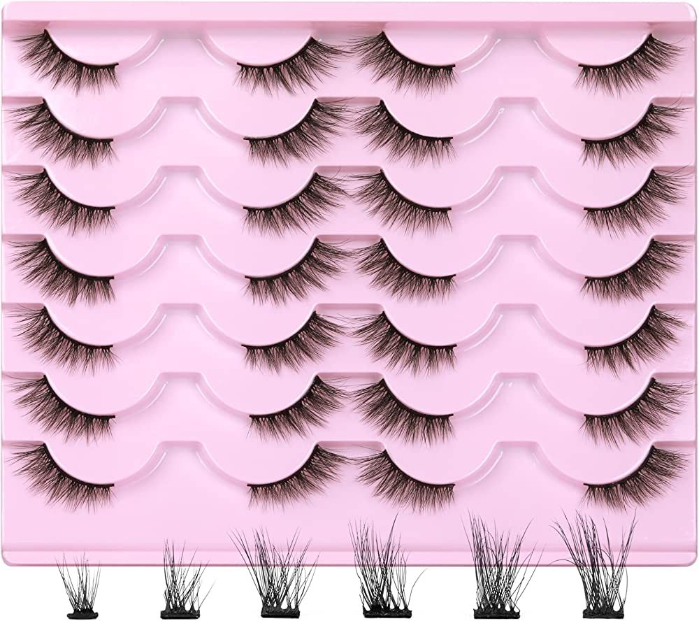 Newcally Half Lashes Mink Natural Cat Eye Wispy False Eyelashes Fluffy Volume Strip Fake Eyelashe... | Amazon (US)