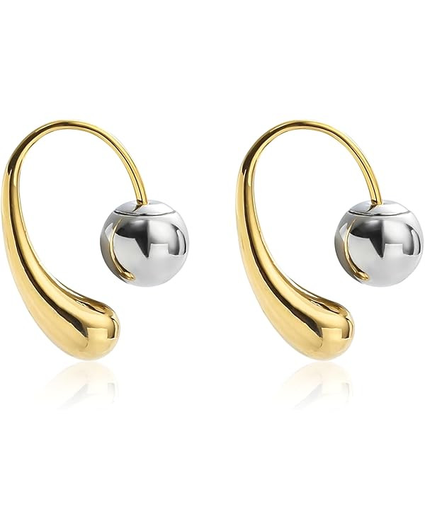 Two Tone Hoop Earrings for Women's 18K Gold and Silver for Women Hypoallergenic Comfortable Earri... | Amazon (US)