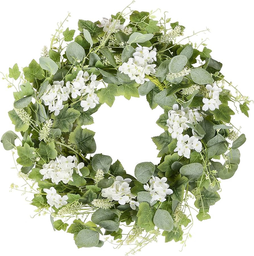 YNYLCHMX 18" Summer Wreaths for Front Door Spring Eucalyptus Wreath Door Wreaths for Spring Summe... | Amazon (US)