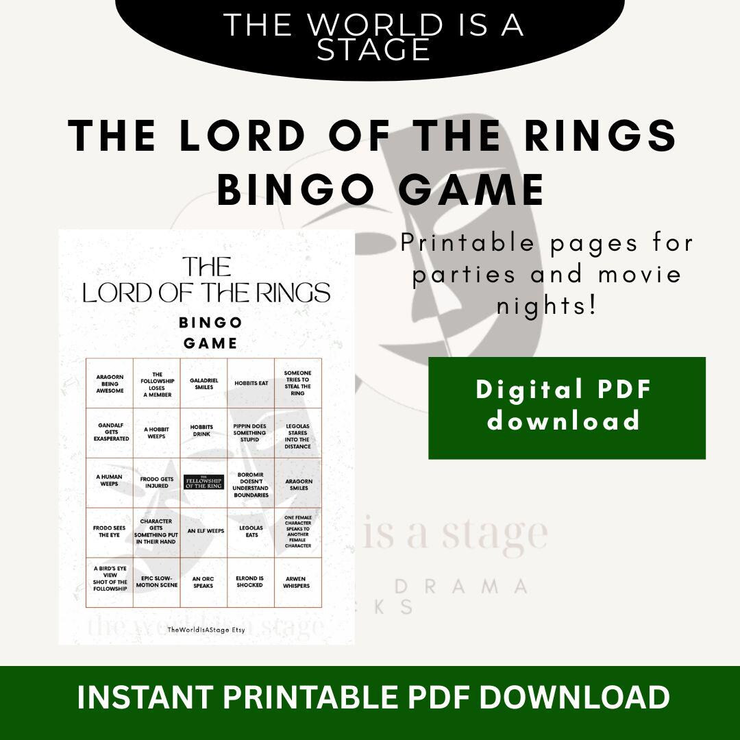 Movie Night Bingo: the Lord of the Rings - Etsy | Etsy (US)