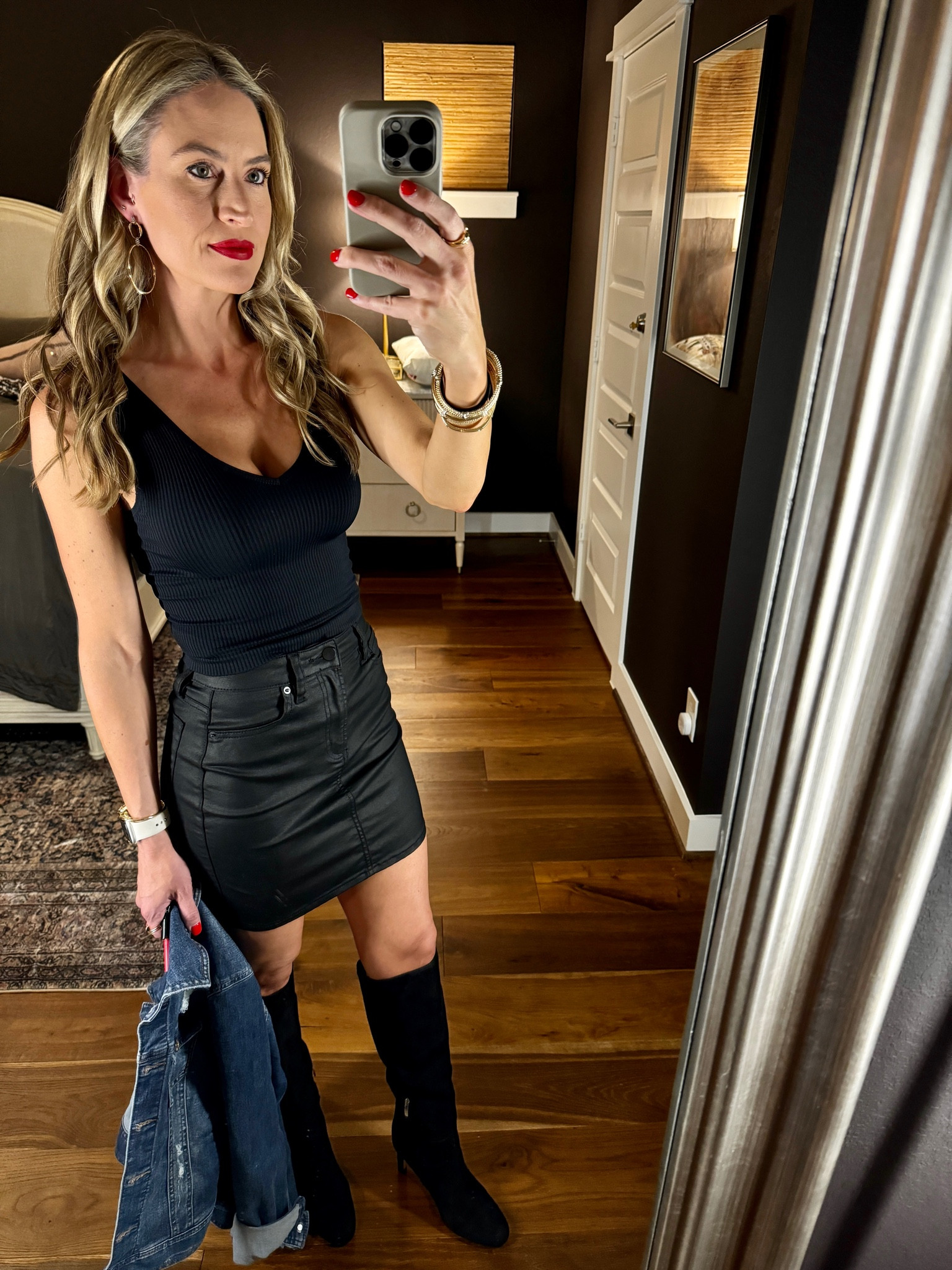 Dinner Outfit

#everypiecefits

Gift ideas
Holiday outfit
Holiday event outfit 
Christmas event outfit 
Christmas party 
Holiday party 
All black outfit 
Mini skirt 
Faux leather 
Vegan leather 
Boots
Tall boots
Suede boots

#LTKSaleAlert #LTKSeasonal #LTKOver40