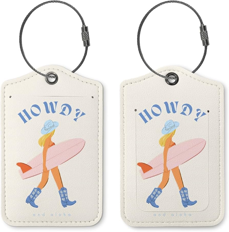 Summer Luggage Tag,Howdy Cowgirl 2 Pack Suitcase Tags for Travel,Preppy Gifts,Trendy 2 Pack Beach... | Amazon (US)