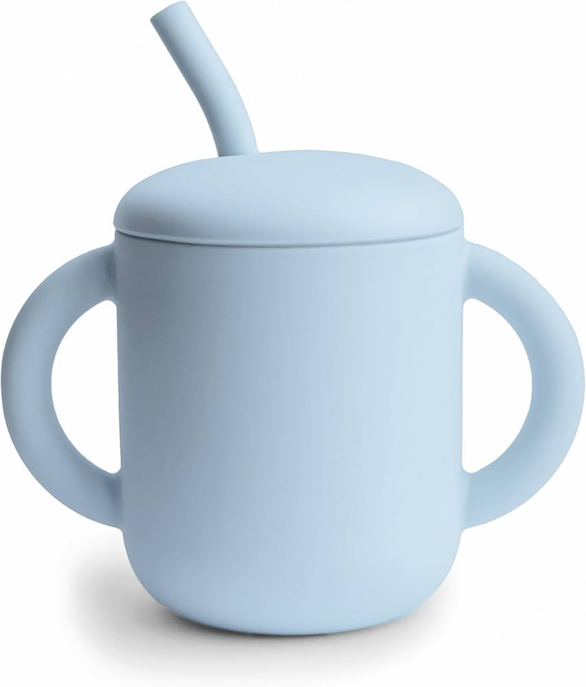 mushie 100% Silicone Training Cup & Straw for Toddlers | 6 Months+ (Powder Blue) | Amazon (US)