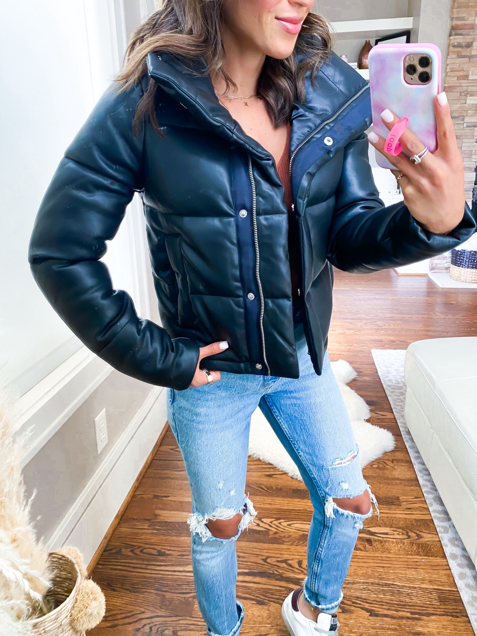 Faux leather puffer jacket size xxs back in stock! So warm too 

#LTKSaleAlert #LTKFindsUnder100 #LTKFindsUnder50