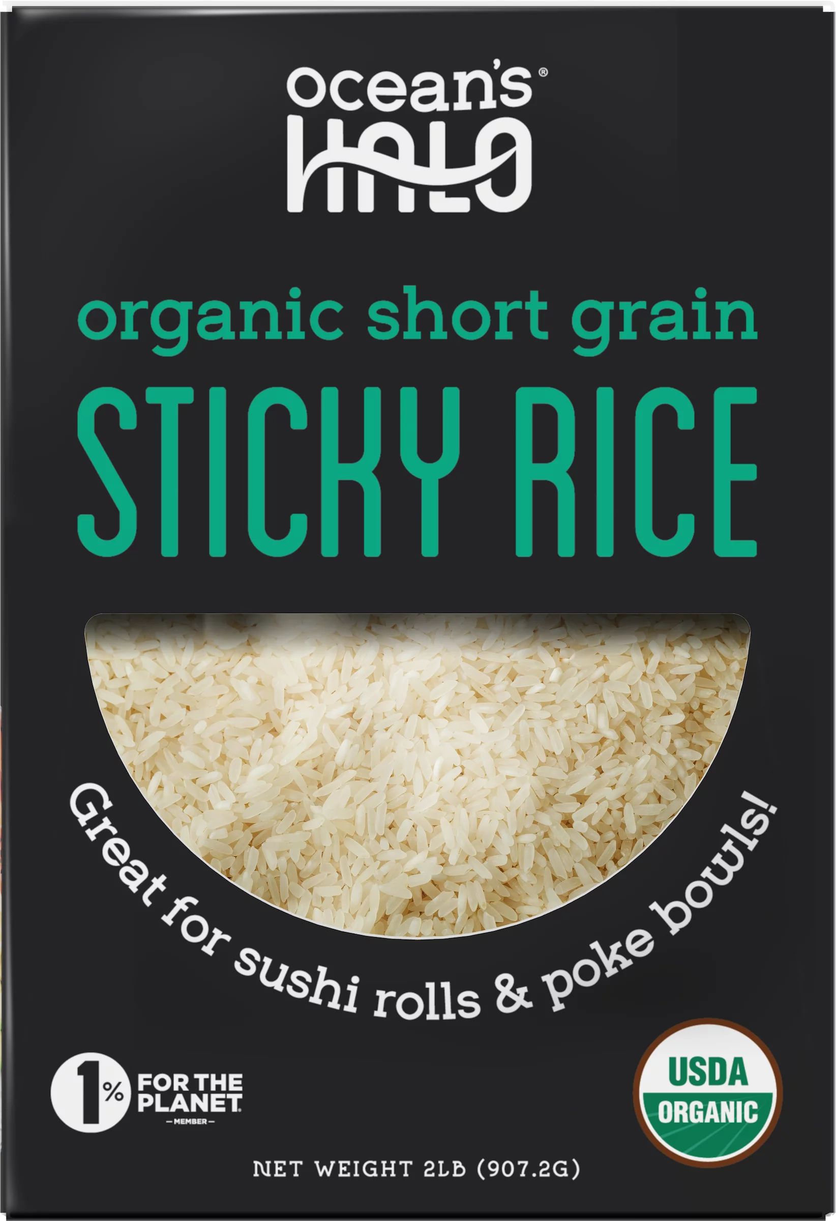 Ocean's Halo Organic Short Grain White Sticky Sushi Rice, 2 lb. - Walmart.com | Walmart (US)