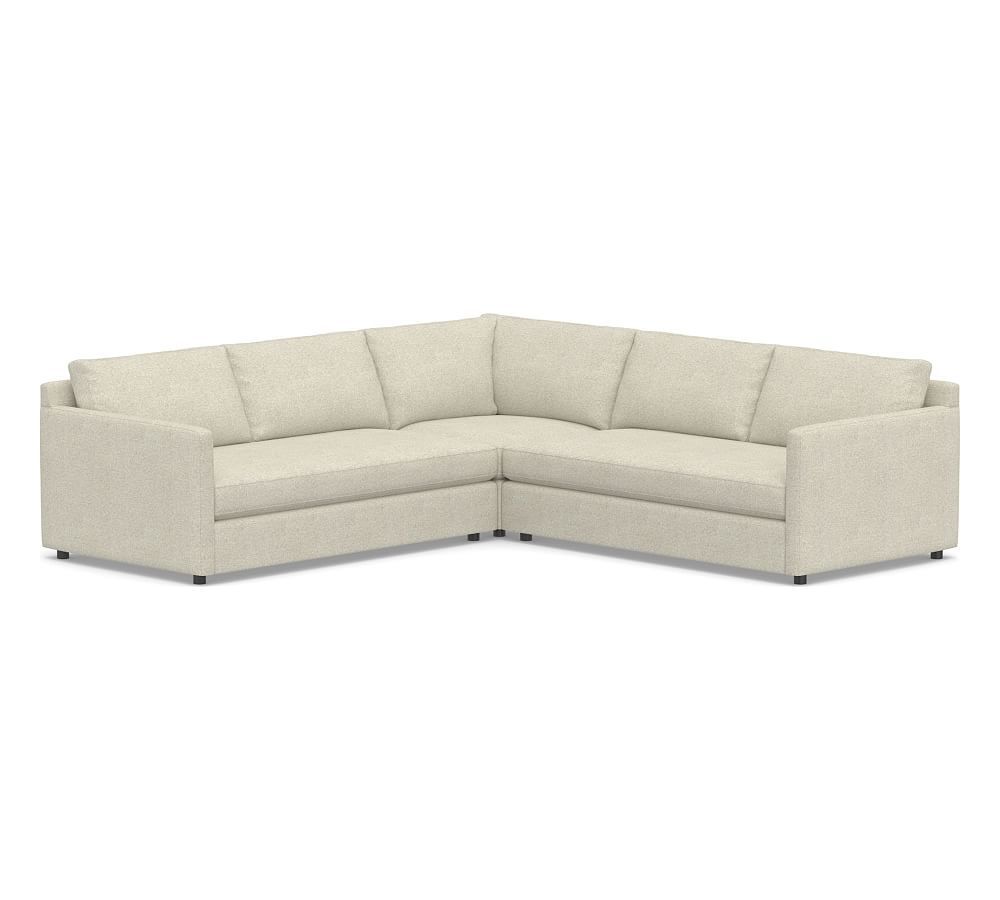 Pacifica Square Arm Upholstered 3-Piece L-Shaped Sectional | Pottery Barn (US)