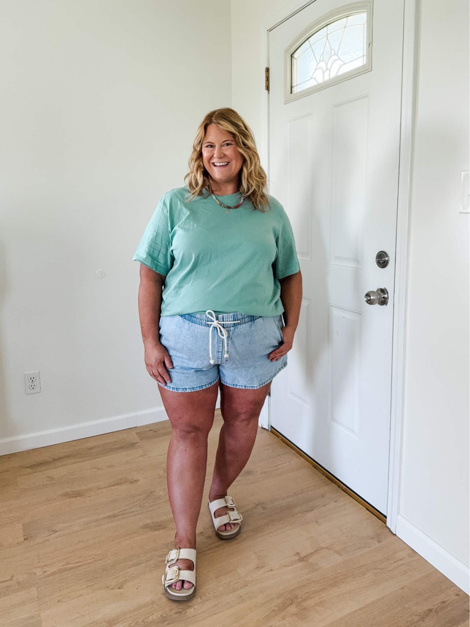 Wearing an XL in my tee - almost sold out so I linked some similar ones too.  Xxl in my denim shorts - sized up for the bump.

#LTKMidsize #LTKBump #LTKSeasonal