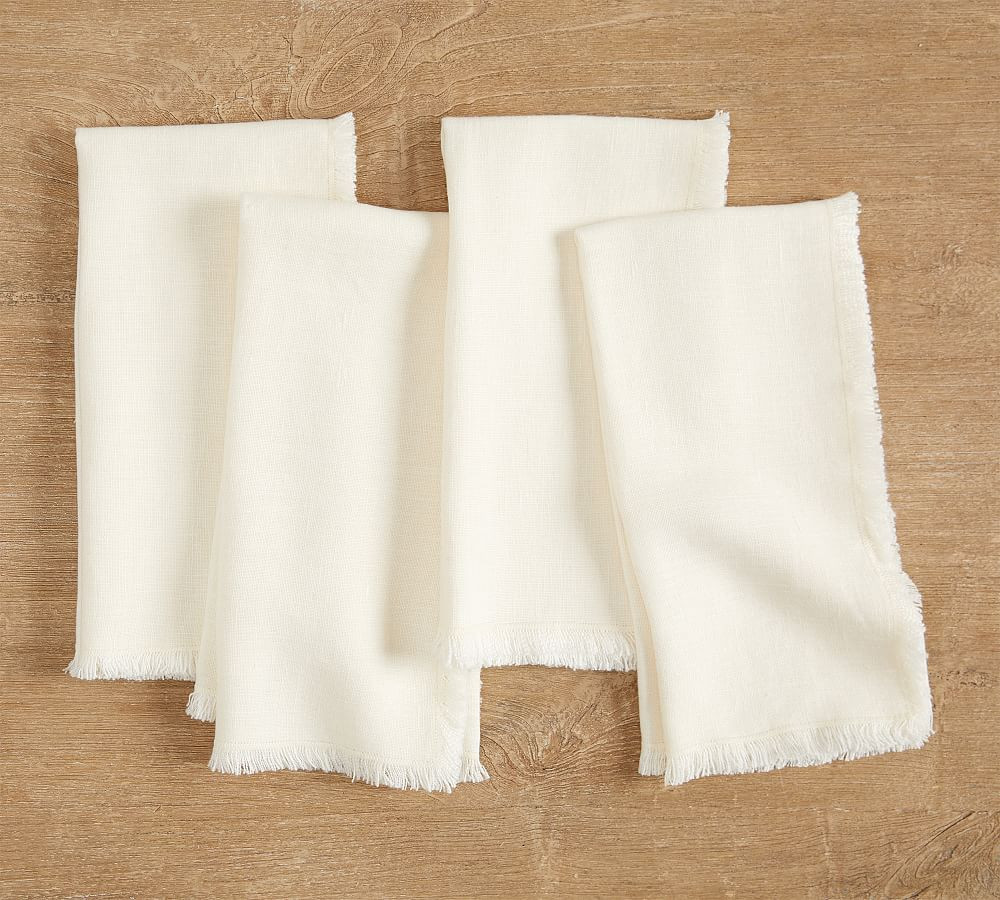 Frayed Oversized Linen Napkins - Set of 4 | Pottery Barn (US)