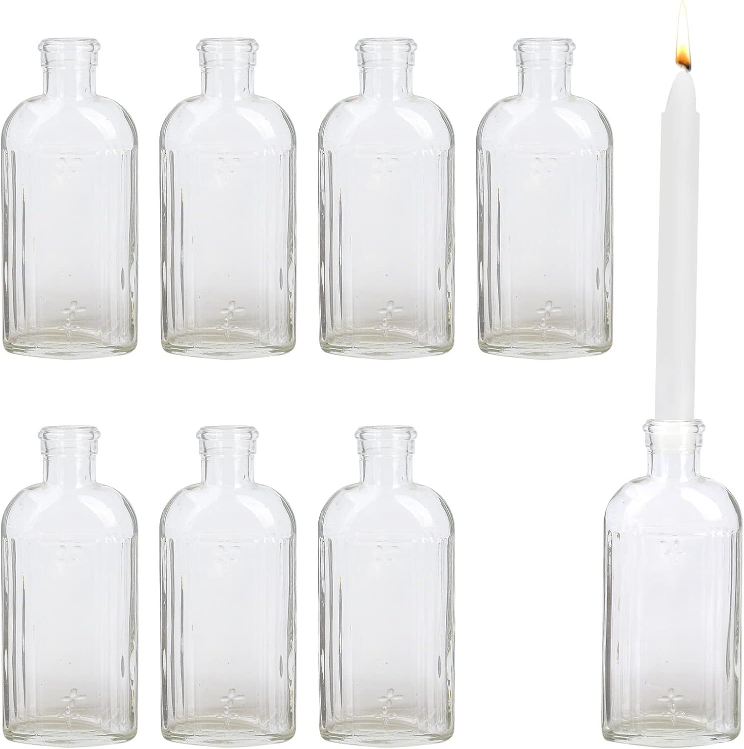 Amazon.com: Eleganttime 8 Pack Clear Glass Candle Holders for Pillar Candles, Taper Candles, Teal... | Amazon (US)