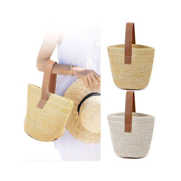 Luxtrada Women Rattan Wicker Straw Woven Crossbody Beach Bag Tote Shoulder Bag BasketGift (Beige) | Walmart (US)