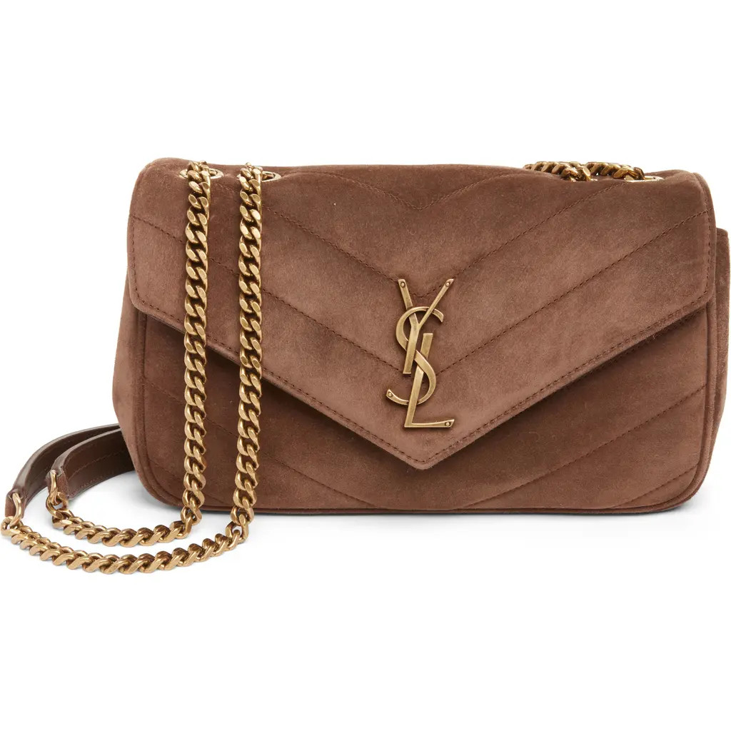 Saint Laurent Small Loulou Chain Leather Shoulder Bag in Brown Coffee at Nordstrom | Nordstrom