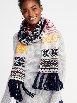 Jacquard Sweater-Knit Fringe Scarf for Women | Old Navy US