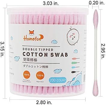 Amazon.com : HOMEFOX Pink Cotton Swabs Precision Pointed - 400 Count Pointy Cotton Buds Double Si... | Amazon (US)