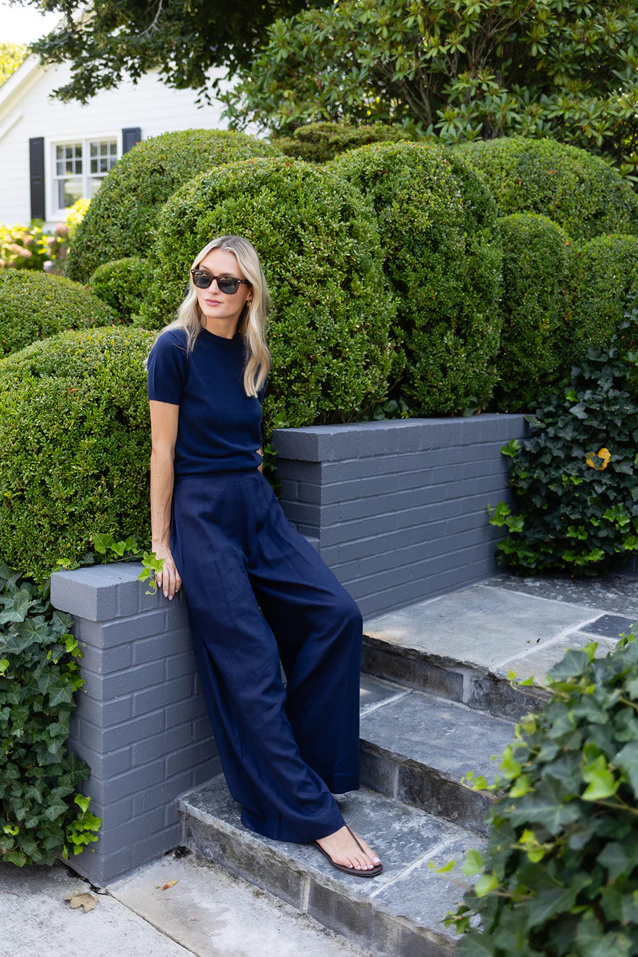 Ivy Pant Linen - Peacoat | Julia Amory