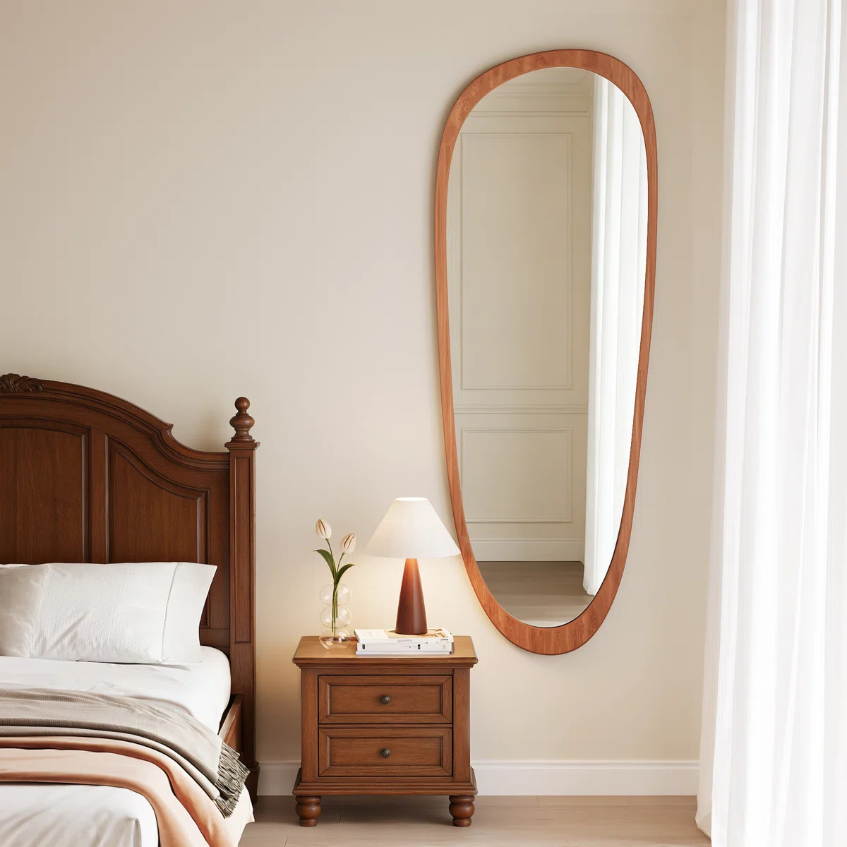 Asymmetrical Full Length Mirrors, 60" x 22" Solid Wood Irregular Wall-Mounted Mirror, Boho Accent... | Wayfair North America