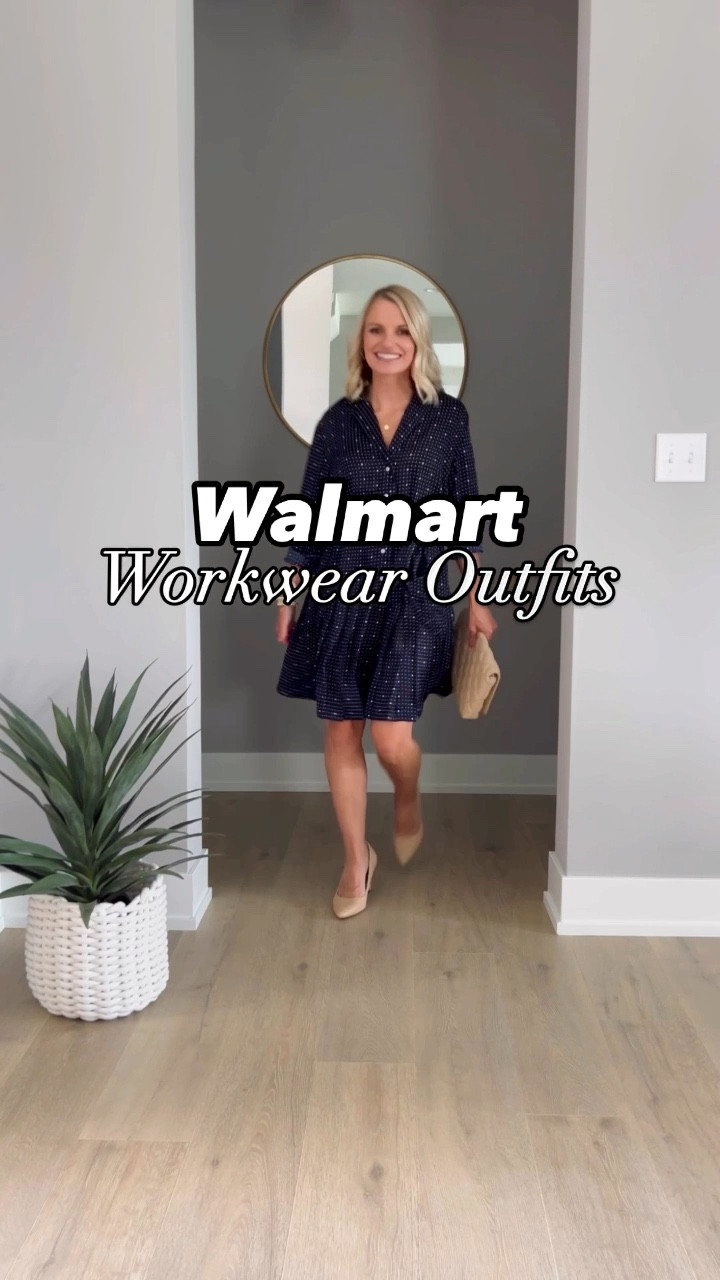 Walmart workwear outfits! Dress- xs || blazer- xs || camel cardigan- small || skirt- xs || white button-down- small || black cardigan- xs || chambray shirt- xs 

#LTKStyleTip #LTKVideo #LTKWorkwear