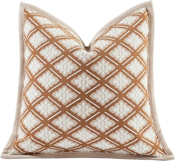 New 20x20'' inches Throw Pillow Cushion Covers - Camellia Flowers with Edge Strip Chenille Jacqua... | Amazon (US)