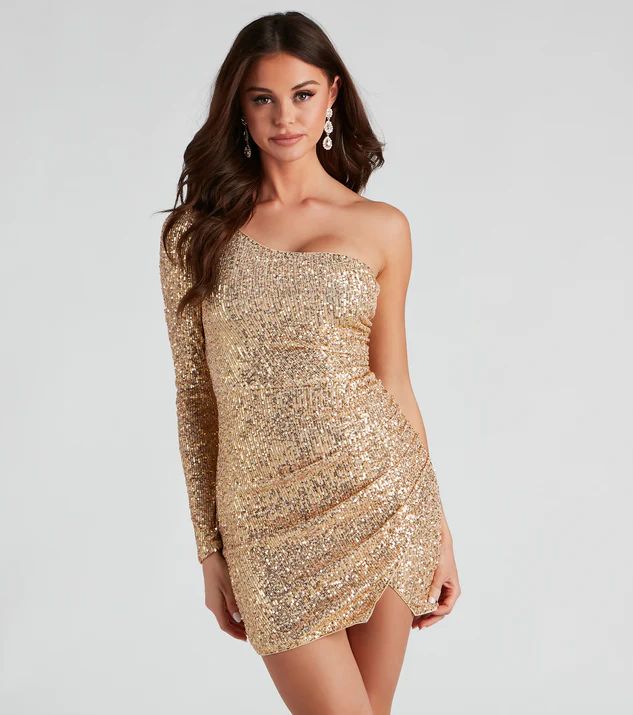 Dazzling Diva Sequin One Shoulder Mini Dress | Windsor Stores