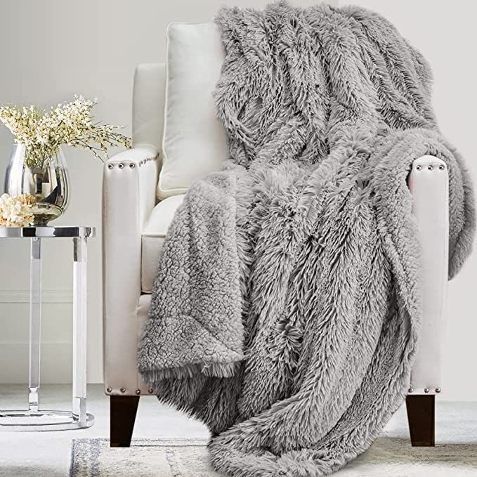 The Connecticut Home Company Throw Blanket, Soft Plush Reversible Shag and Sherpa, Warm Thick Thr... | Amazon (US)