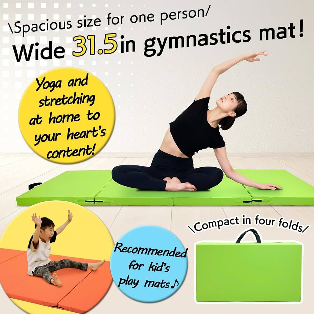 KaRaDaStyle Gymnastics Mat Folding Stretch Mats 71"x31"x2" Exercise Muscle Training Children Play... | Amazon (US)