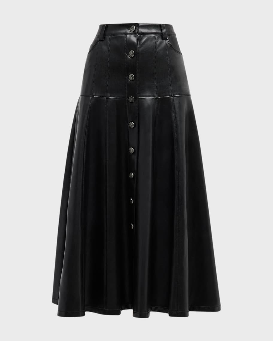 Cinq a Sept Veena Vegan Leather Midi Skirt | Neiman Marcus
