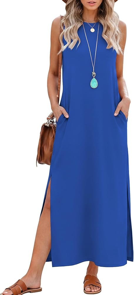 Summer Dresses for Women Casual Maxi Side Slit Long Dress with Pockets (S-XXL) | Amazon (US)