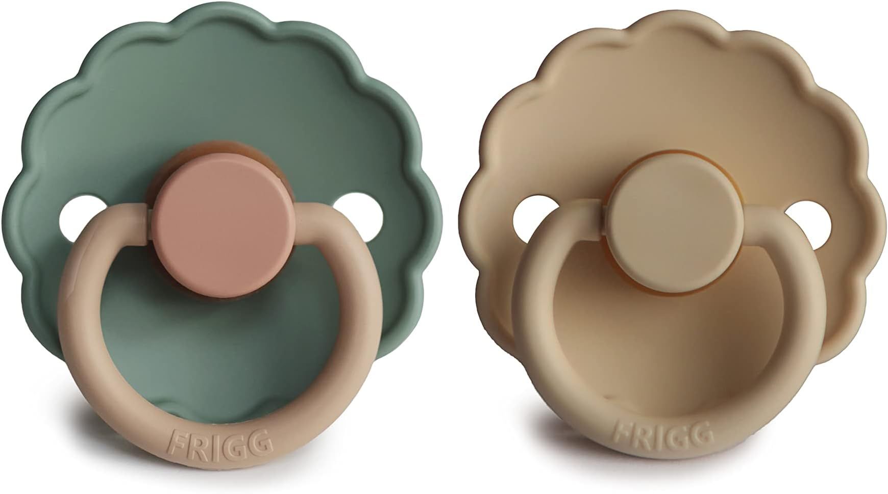 FRIGG Daisy Natural Rubber Baby Pacifier | Made in Denmark | BPA-Free (Willow/Croissant, 0-6 Months) | Amazon (US)