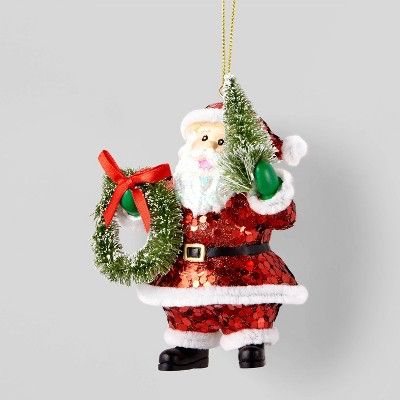Sparkling Santa with Tree &#38; Wreath Christmas Tree Ornament - Wondershop&#8482; | Target