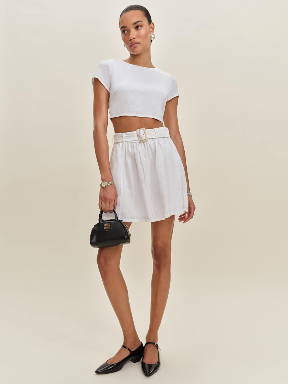 Niki Belted Linen Two Piece | Reformation (Global)
