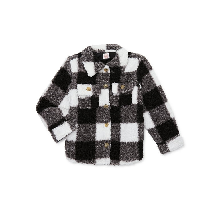 Wonder Nation Girls Faux Sherpa Shacket, Sizes 4-18 | Walmart (US)