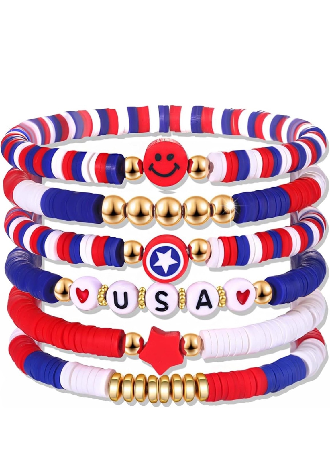 Memorial Day/4th of July, 
6 Pack Patriotic Bracelets

#LTKootd