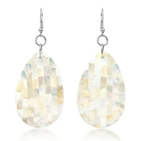 AeraVida Elegant Wedding White Philippines Capiz Shell 925 Sterling Silver Dangle Earrings 31x73mm | Walmart (US)