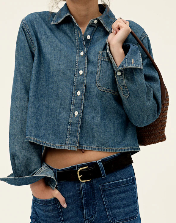 Denim Boxy Crop Button-Up Shirt | Madewell
