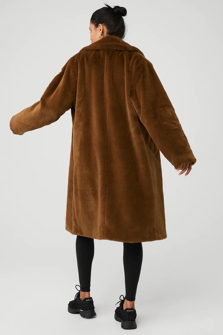Oversized Faux Fur Trench - Chocolate | Alo Yoga