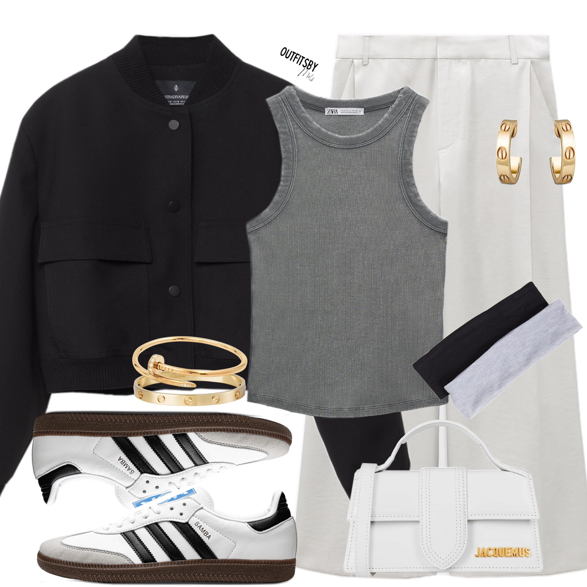 Vidal bomber jacket styled  (top and trousers are Zara but have linked similar)