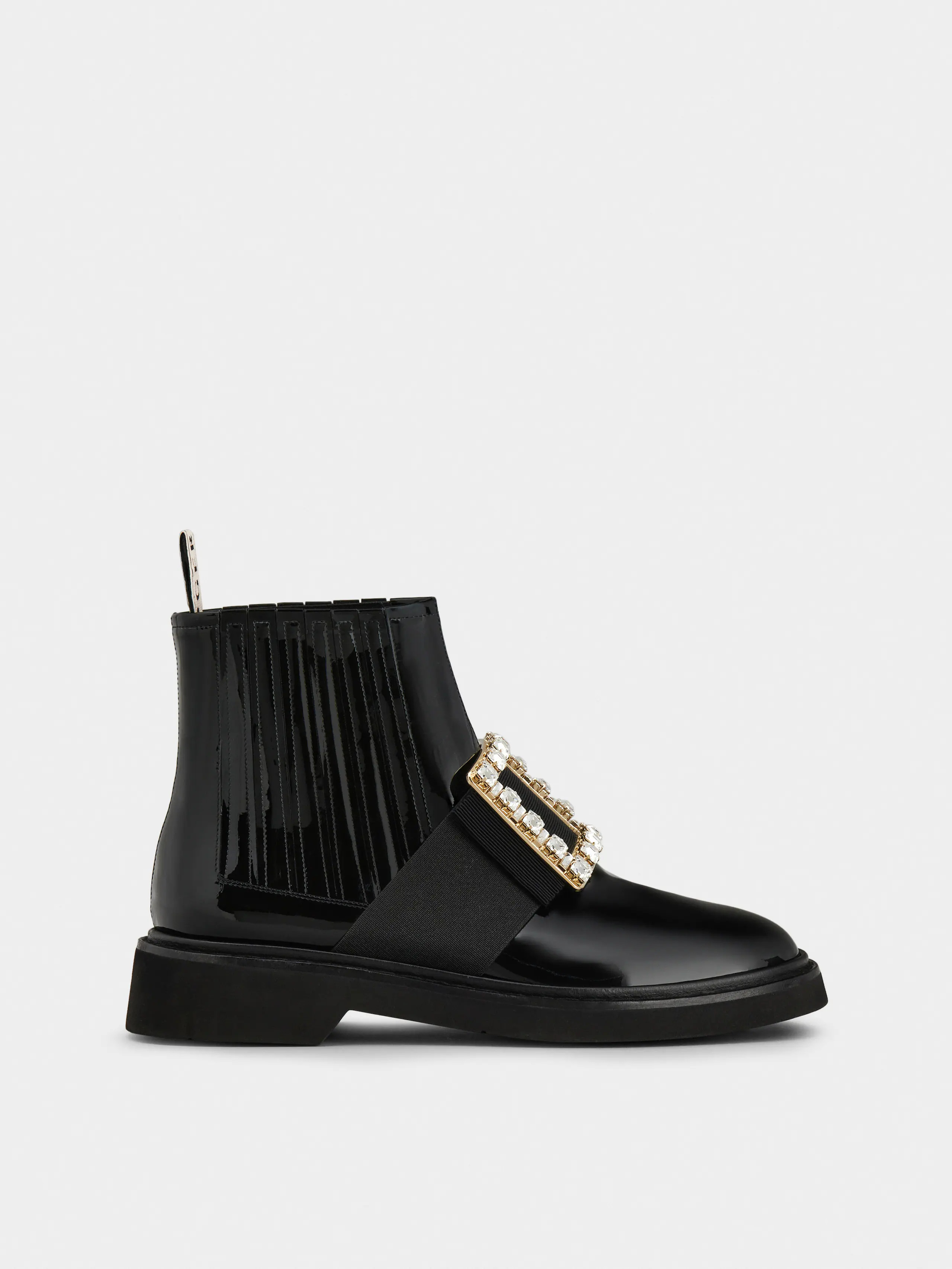 Viv' Rangers Strass Buckle Chelsea Booties in Patent Leather | Roger Vivier (US)