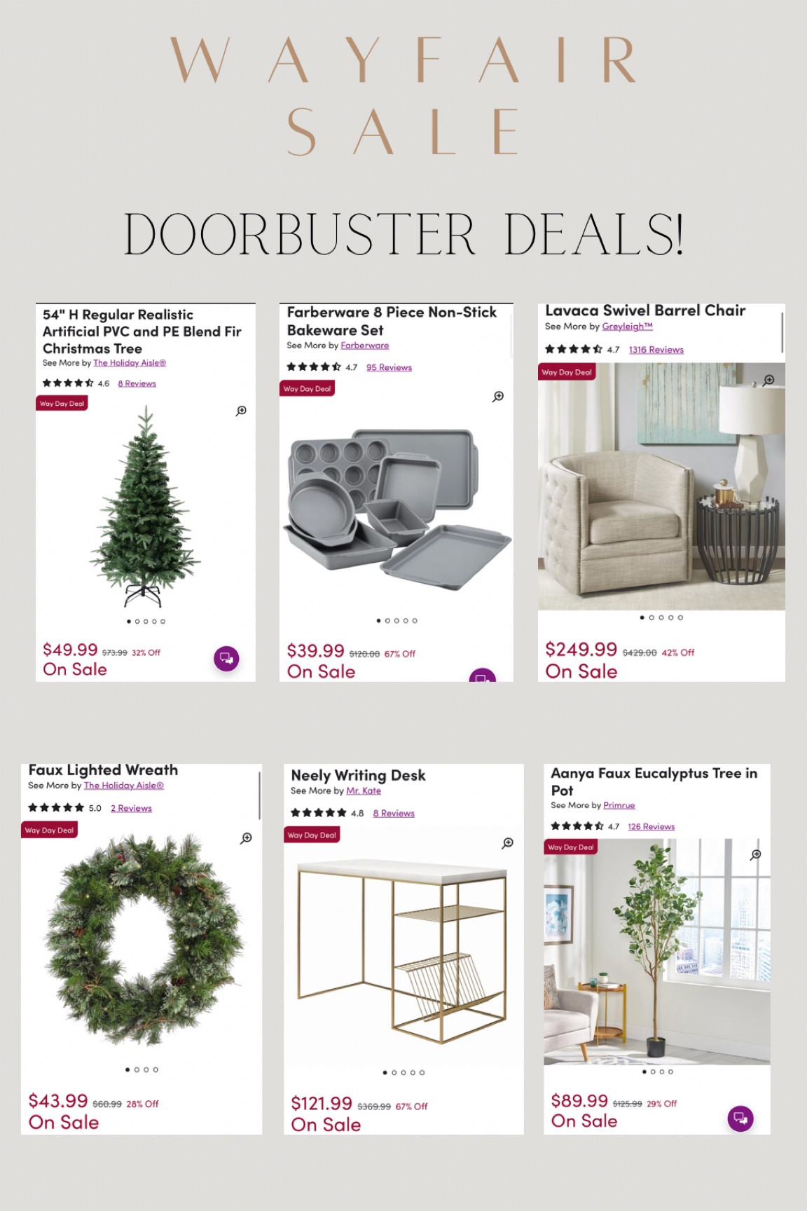 Wayfair way days door dasher deals!!

Wayfair way day
Wayfair sales
Home decor sale
Wayfair home
Home decor find
Holiday decor
Christmas decor
Neutral home
Home sale
Wayfair
Target
Walmart
Amazon
Furniture sale
Neutral home interior
Transitional home
Organic modern decor

#LTKstyletip #LTKsalealert #LTKhome