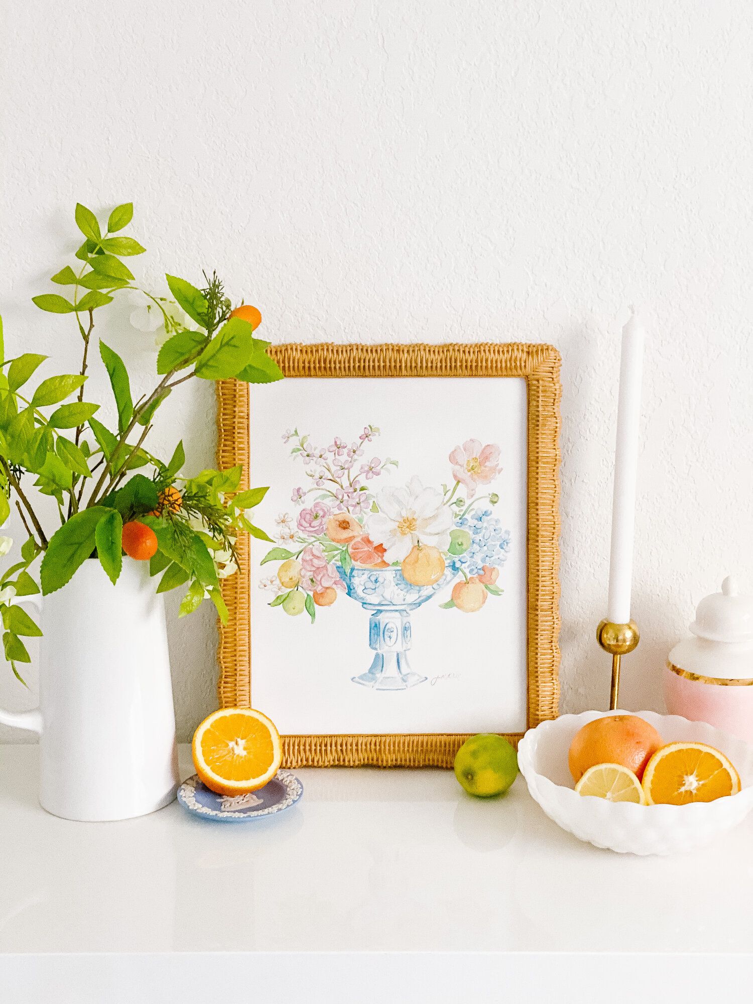 Ginger Jar with Citrus Florals Art Print — Simply Jessica Marie | Simply Jessica Marie