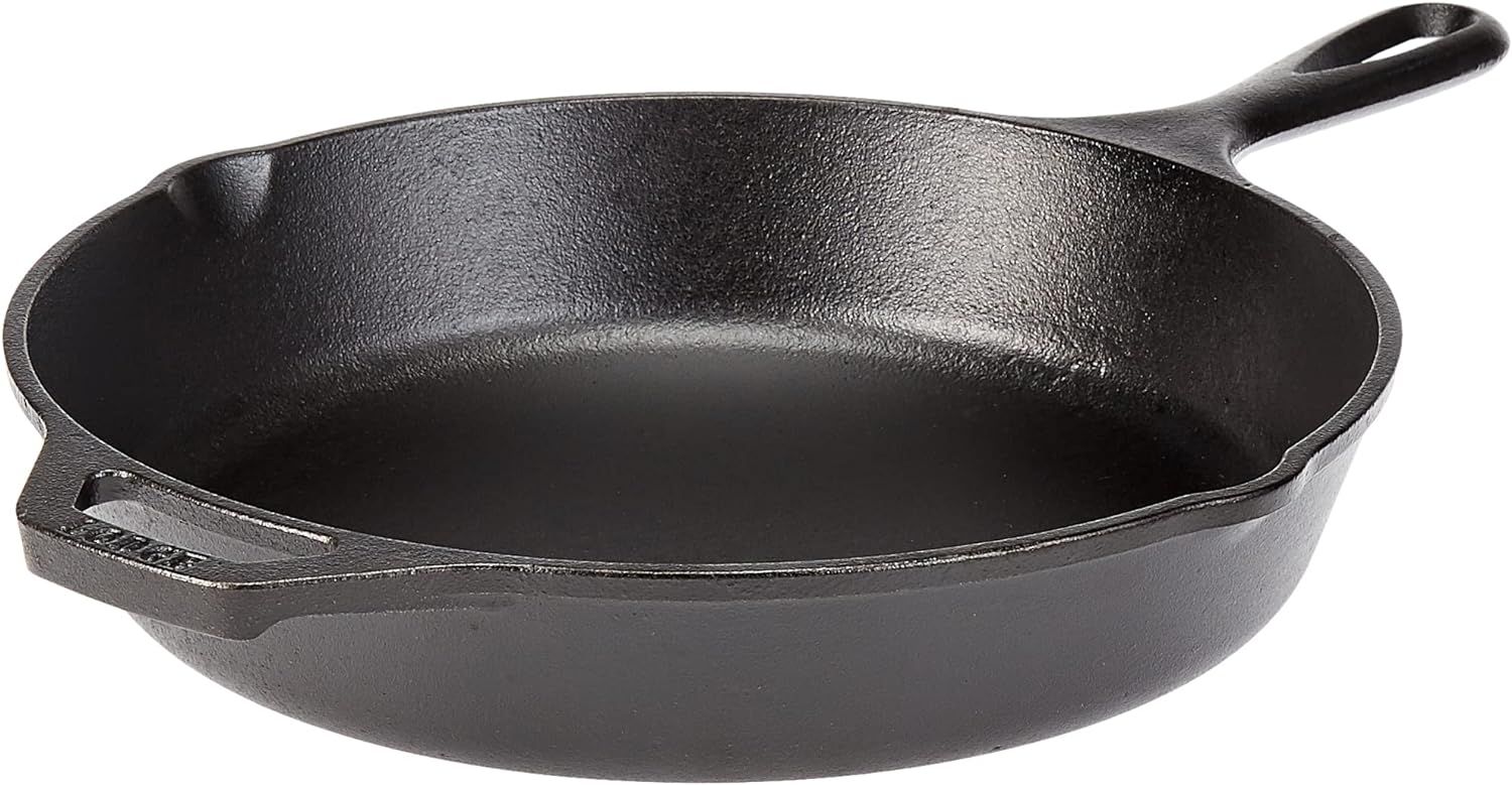 Lodge Seasoned Cast Iron Skillet - 12 Inch Ergonomic Frying Pan with Assist Handle, black | Amazon (US)