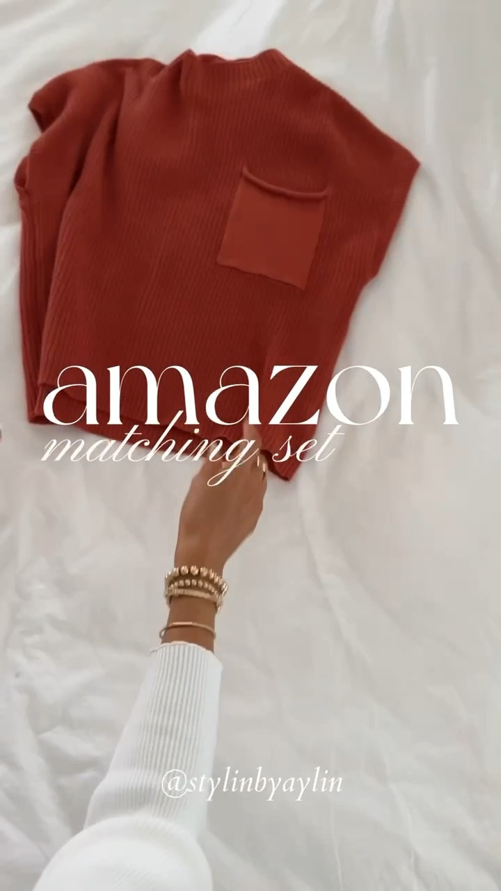 Amazon matching set in orange! I’m just shy of 5-7” wearing the size small set. Amazon set, Amazon style, StylinByAylin 

#LTKunder100 #LTKSeasonal #LTKstyletip