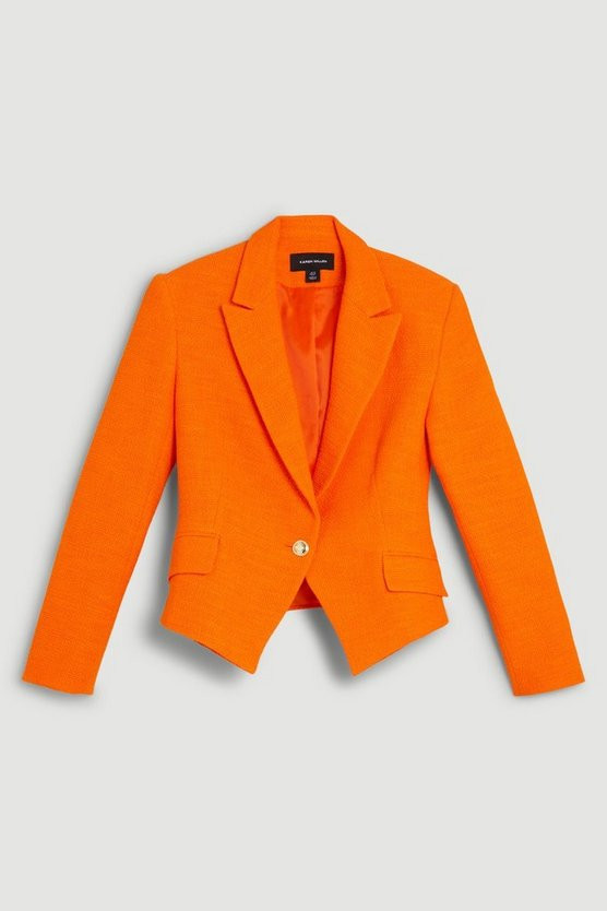 Structured Boucle Single Button Blazer | Karen Millen US