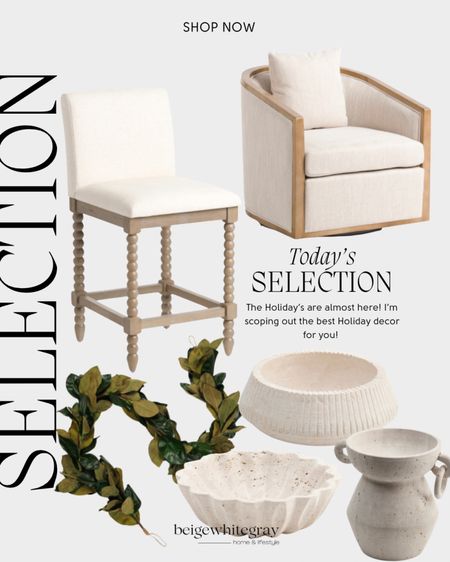 Designer inspired home finds at TJ Maxx! One of my favorite places to shop online is TJ Maxx. You always grind designer pieces for an amazing prices. The barstools are beautiful along with the swivel accent chair. Loving the wood detail. Also love these stone bowls and designer look alike vase!! Check out this magnolia garland!! 

#LTKstyletip #LTKhome #LTKSeasonal