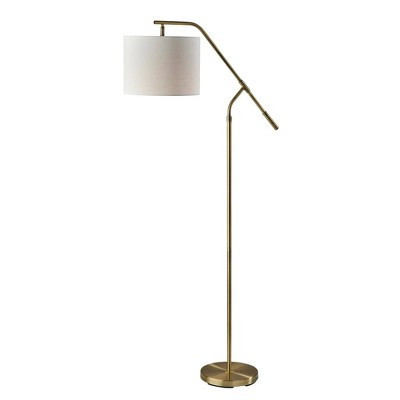 Adesso Milo Floor Lamp Antique Brass: Standing Arc with Linen Shade, UL Listed, 3-Way Dimmer Switch | Target