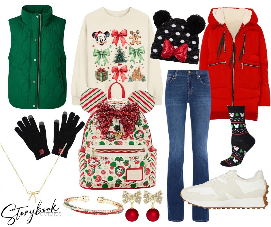 This is the dreamiest cozy holiday outfit to keep you warm, festive, and picture-perfect on Main Street Paris, France!
From the gingerbread Minnie sweatshirt to the candy-cane Loungefly and warm layers, this look is ready for chilly Paris nights, castle photos, and all the magical Christmas vibes at DLP! 
Bundle up, stay sparkly, and enjoy the most magical holiday trip ever!

#LTKTravel #LTKHoliday