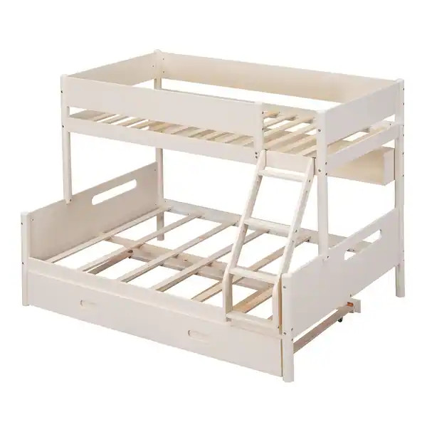 Twin over Full Bunk Bed with Twin Size Trundle and Solid Wood Slats | Bed Bath & Beyond